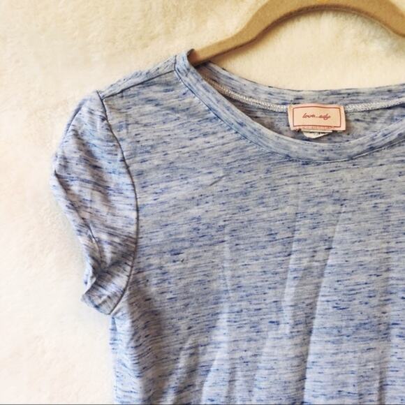 Love..Ady Blue Patterned Short Sleeve Sheer Top - Picture 4 of 6